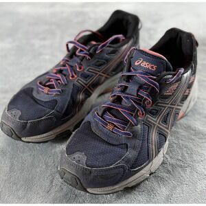 ASICS Gel-Venture 6 Shoes Womens Size 9 Navy Orange Trail Running Sneakers T7G6N